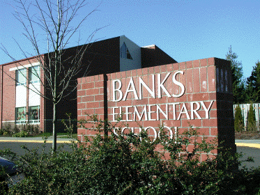 The Banks, Oregon elementary school building.